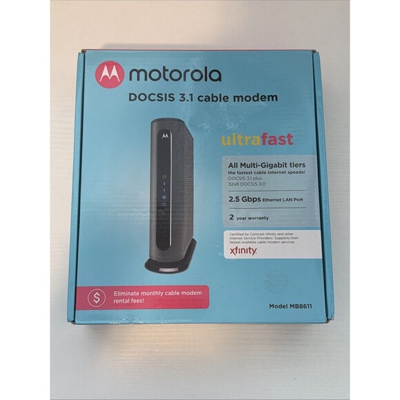 Motorola MB8611 DOCSIS 3.1 Cable Modem W/ Power Supply - Picture 1 of 4